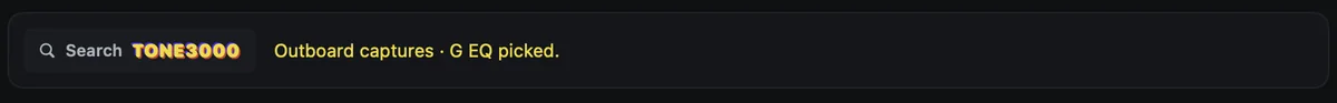 The Search button with the Tone3000 mark under the rail, and its note about the picked block